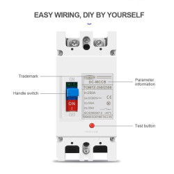 MCCB DC 2P 250A 600V Molded Case Circuit Breaker Panel Surya PLTS